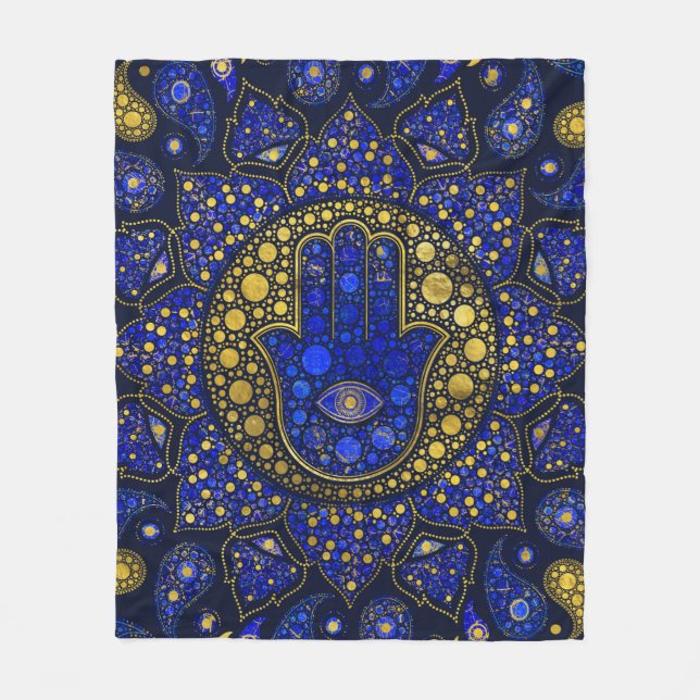 Manta Polar La mano de Hamsa - mano del arte del punto Fátima  (Anverso)