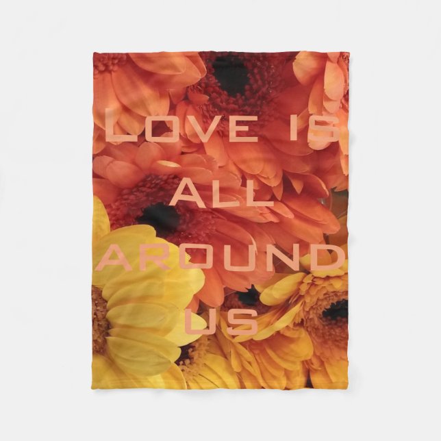 Manta Polar La margarita del Gerbera del amarillo anaranjado (Anverso)