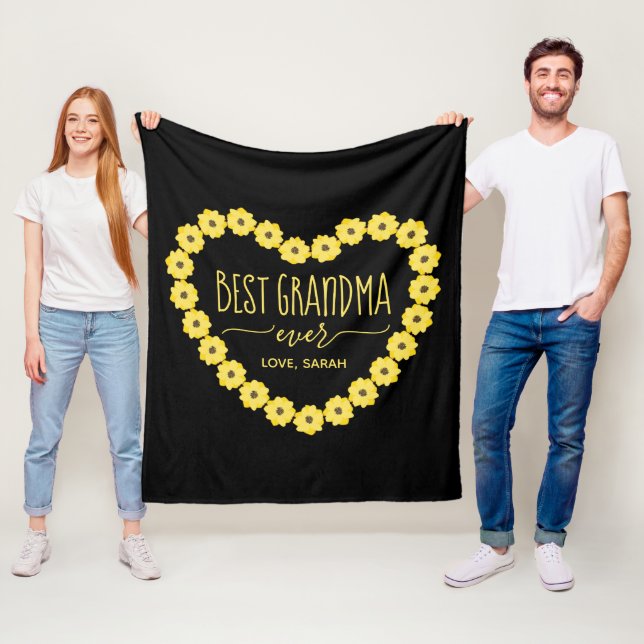 Manta Polar La mejor abuela del corazón del girasol personaliz (In situ)