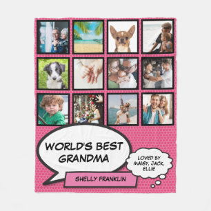 Manta Polar La mejor abuela del mundo, la abuela 12 rosa foto