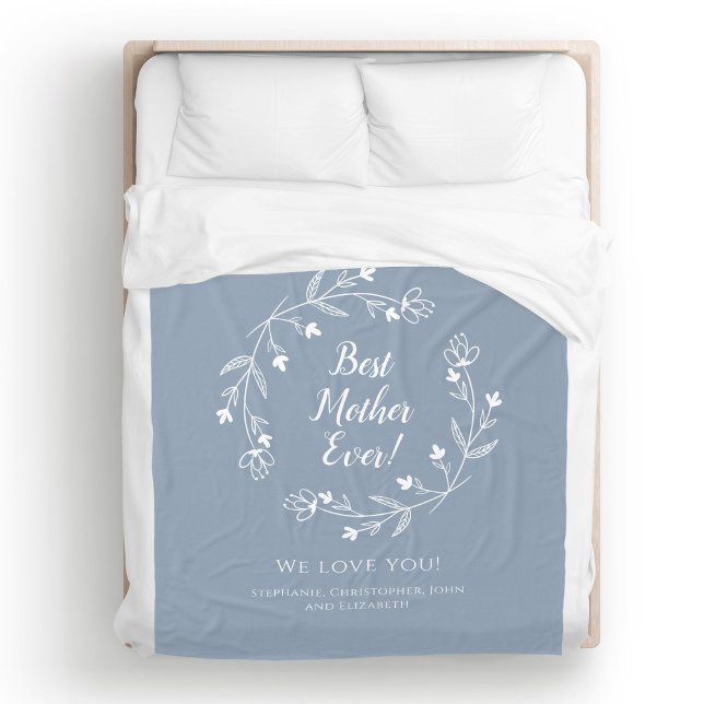 Manta Polar La mejor madre de la familia Keepsake Kids Dusty B (Best Mother Ever Family Keepsake Kids Dusty Blue Fleece Blanket)