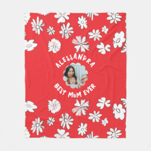 Manta Polar La mejor madre nunca foto monograma floral lindo b