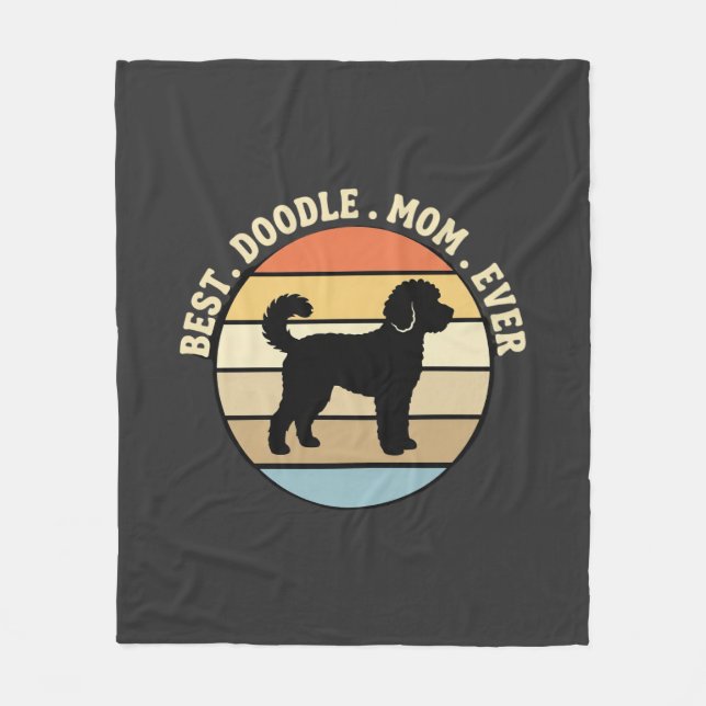 Manta Polar La mejor mamá de Doodle Retro Perro (Anverso)