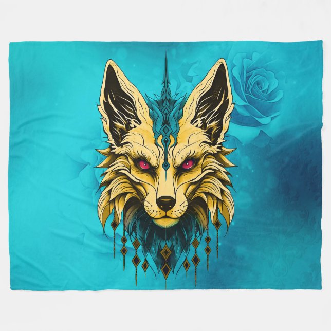 Manta Polar La misteriosa cabeza de zorro, noble y misterioso. (Frente (Horizontal))