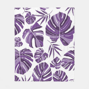 Manta Polar La monstera violeta tropical deja un patrón sin fi