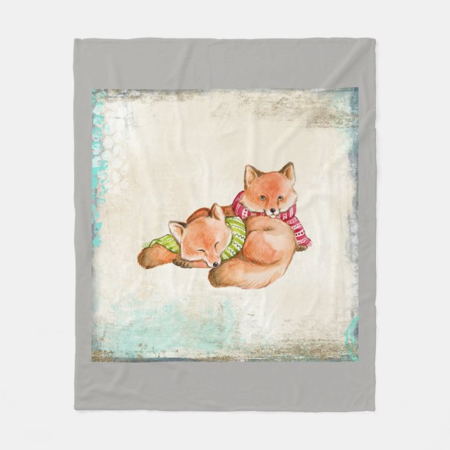 Manta Polar La Pareja De Animales De Fox Personaliza El Destin (Anverso)