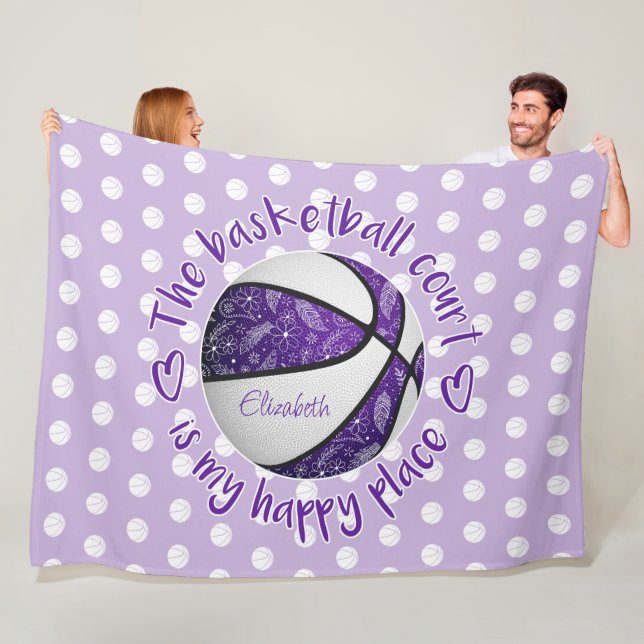 Manta Polar la pista de baloncesto púrpura blanca boho es mi l (In situ)