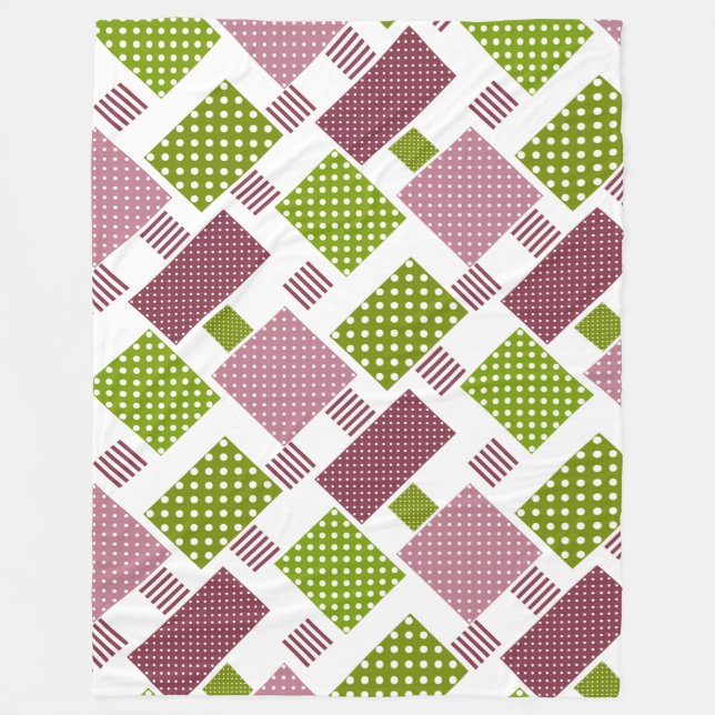 Manta Polar La polka verde marrón de patchwork (Anverso)