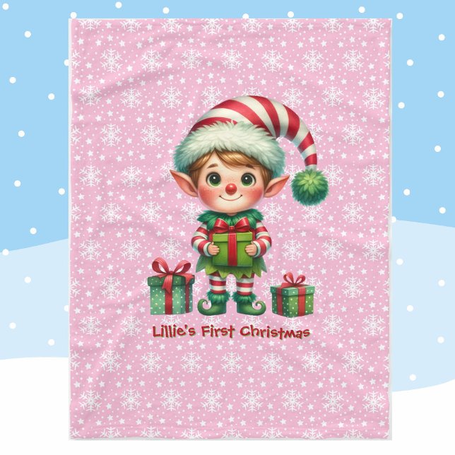 Manta Polar La primera Navidad personalizada de Baby Girl Name (Subido por el creador)