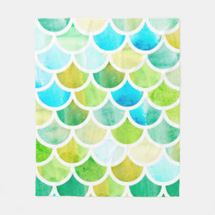 Manta Polar La sirena escala. Balanzas de peces acuarela. Suma