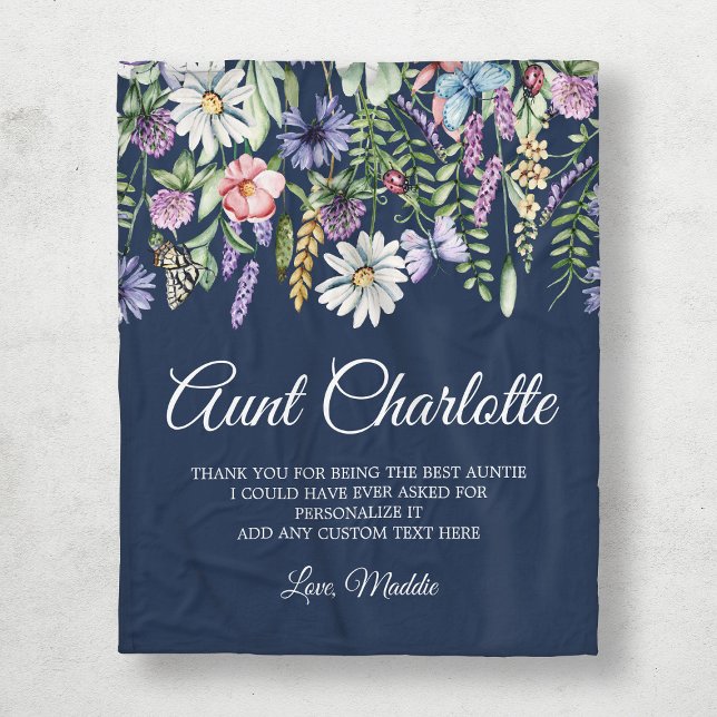 Manta Polar La tía Wildflowers personalizada (Aunt Wildflowers Personalized Fleece Blanket
)