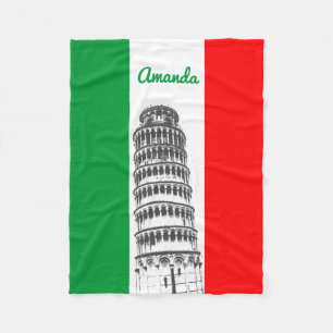 Manta Polar La torre inclinada de Pisa y la bandera italiana