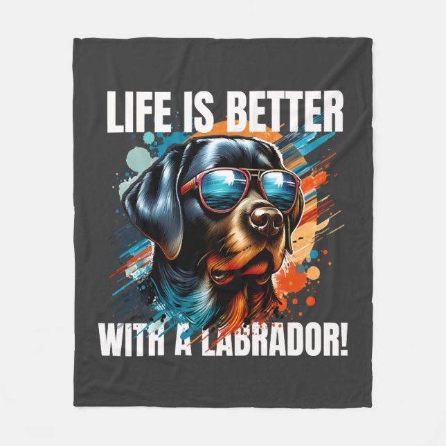 Manta Polar ¡La vida es mejor con un labrador! (Anverso)
