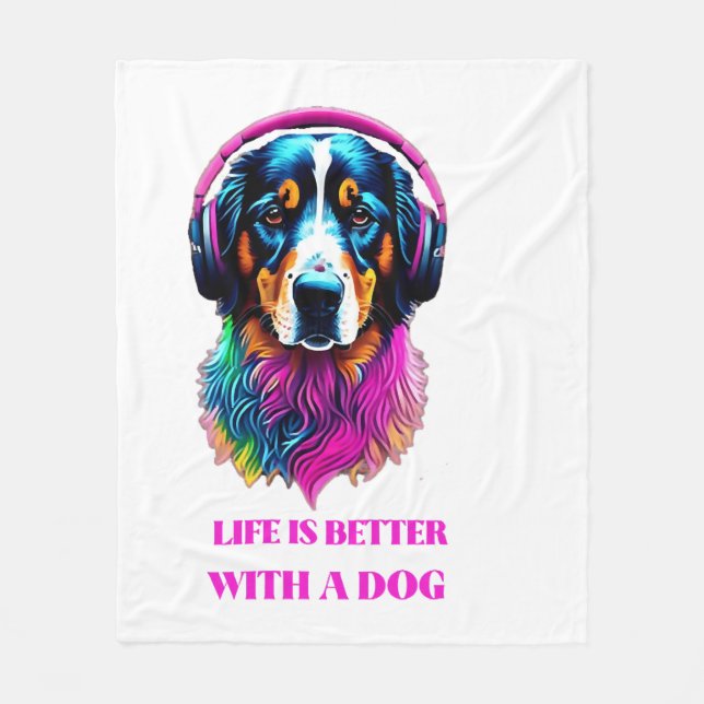 Manta Polar La vida es mejor con un perro (Anverso)