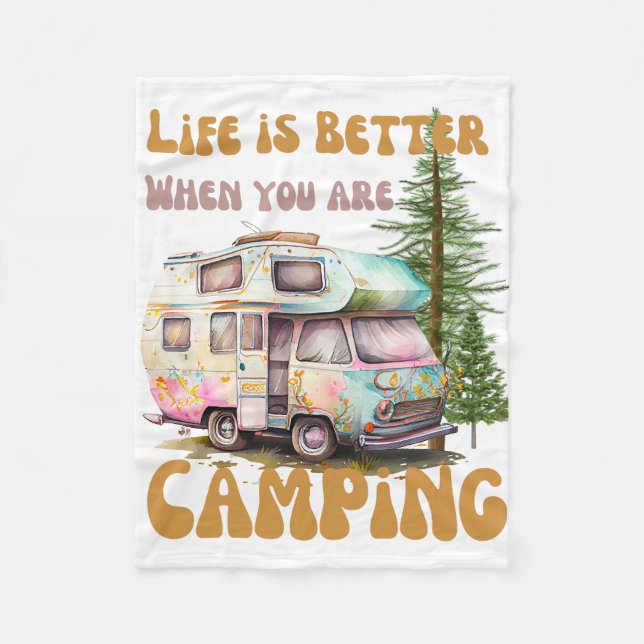 Manta Polar La vida es mejor cuando estás acampando (Anverso)