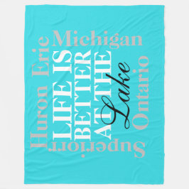 Manta Polar "La Vida Es Mejor En El Lago", Fleece Blanket, Gra
