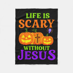 Manta Polar La vida es Y sin Jesús Halloween cristiano