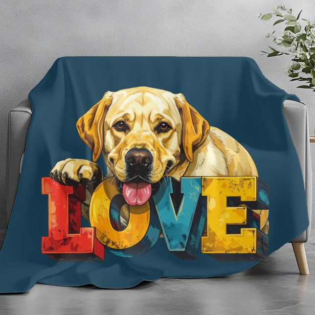 Manta Polar Lab Love Labrador Illustration Teal Blue Dog Lover (Subido por el creador)