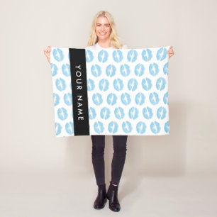 Manta Polar Labios azules, besos, pintalabios, tu nombre, pers