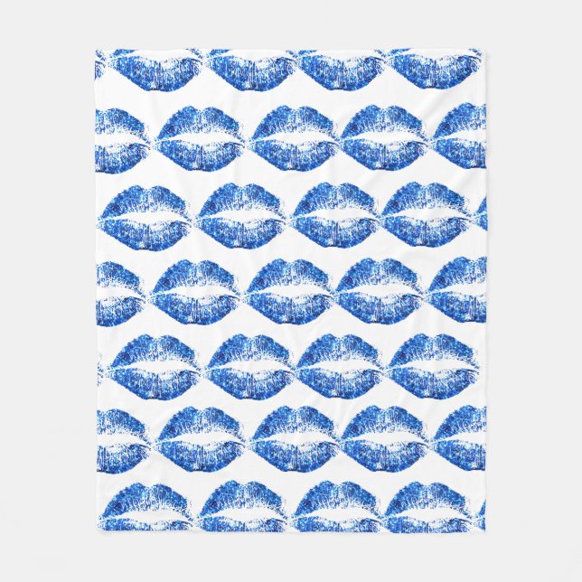 Manta Polar Labios de Purpurina azul (Anverso)