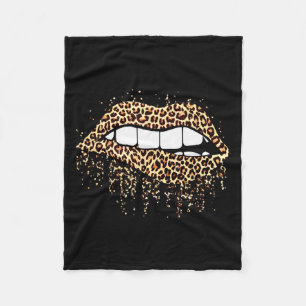 Manta Polar Labios Fríos Mordisco Bésame Estampado de Leopardo