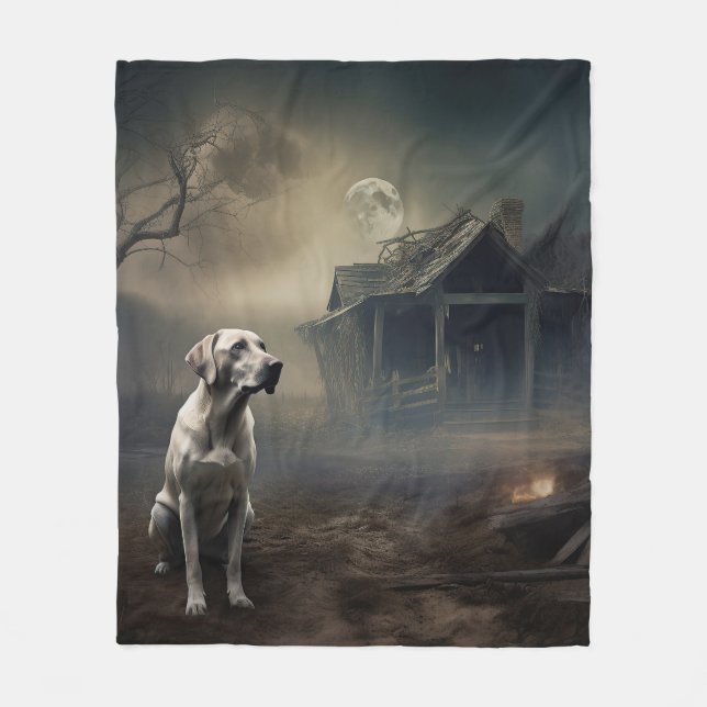 Manta Polar Labrador Halloween Aterrador (Anverso)