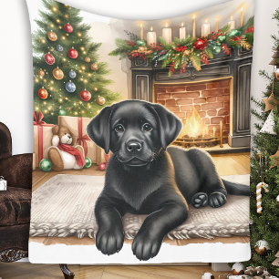 Manta Polar Labrador negro recuperador perro cachorro Navidade