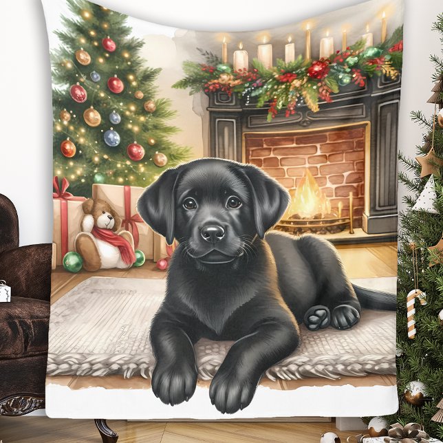 Manta Polar Labrador negro recuperador perro cachorro Navidade (Subido por el creador)