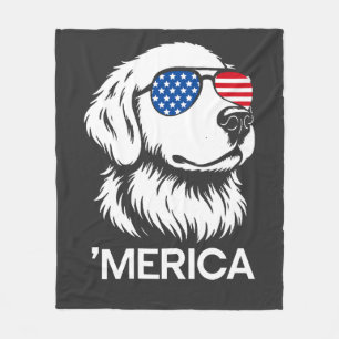 Manta Polar Labrador Patriótico Bandera Americana Cuatro de Ju