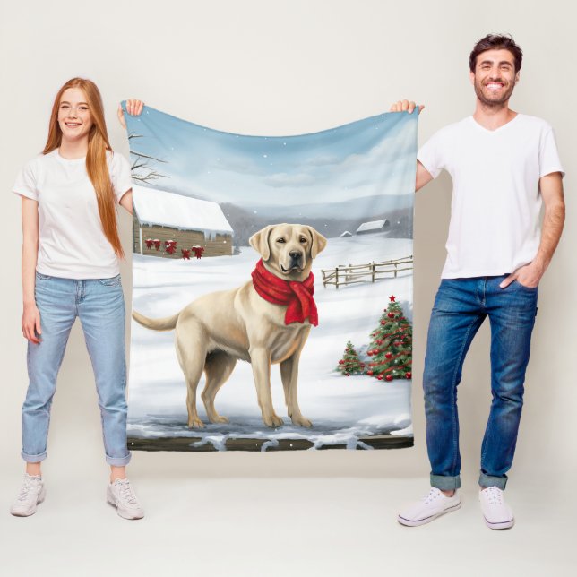 Manta Polar Labrador: Perro recuperado en Navidades de nieve (In situ)