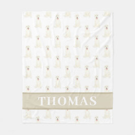 Manta Polar Labrador personalizado (blanco)