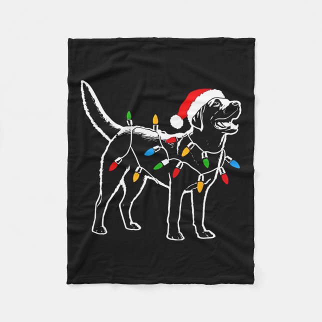 Manta Polar Labrador recuperador de Santa Hat Navidades encien (Anverso)