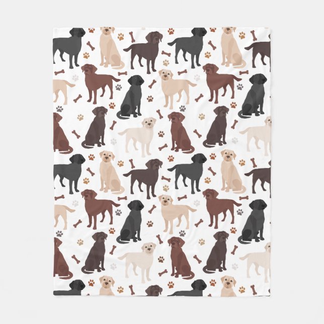 Manta Polar Labrador Recuperador Paws and Bones Fleece Blanket (Anverso)