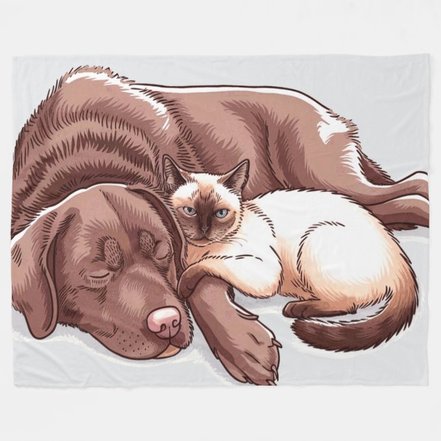 Manta Polar Labrador Recuperador Perro Siamese Fleece Blanket (Frente (Horizontal))
