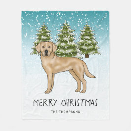 Manta Polar Labrador Retriever Amarillo Nieve Azul Texto Perso