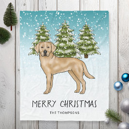 Manta Polar Labrador Retriever Amarillo Nieve Azul Texto Perso