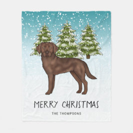 Manta Polar Labrador Retriever Chocolate Azul Navidad Nevada