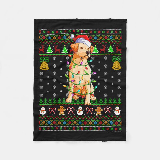 Manta Polar Labrador Retriever Dog Christmas Lights Ugly Sweat (Anverso)