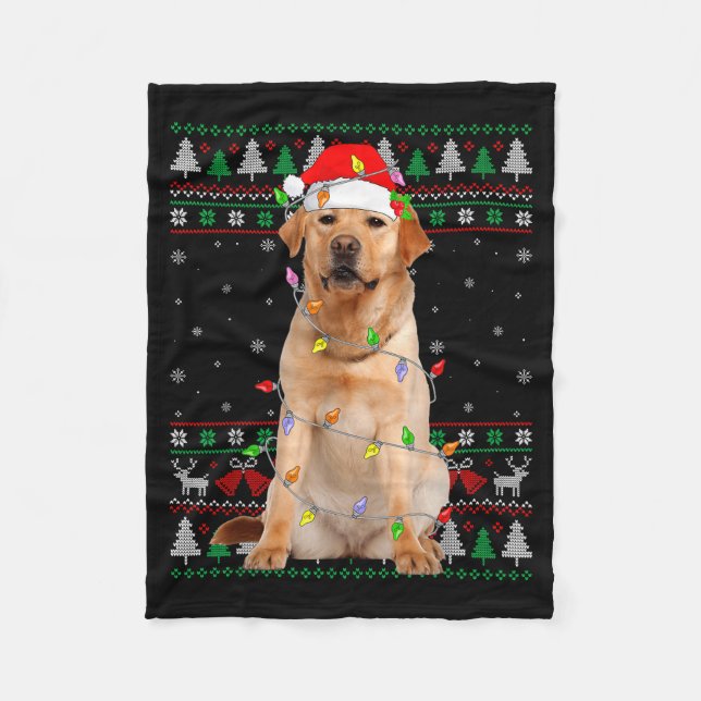 Manta Polar Labrador Retriever Dog Christmas Ugly Sweater Ligh (Anverso)