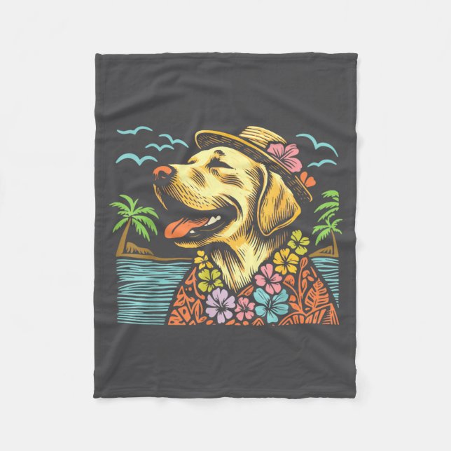 Manta Polar Labrador Retriever Floral Trocal Summer Vibes Hawa (Anverso)