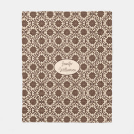 Manta Polar Lacey Vintage Christmas Holly in Cream & Brown 