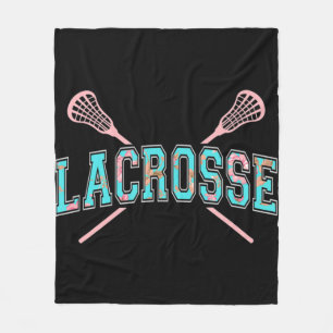 Manta Polar Lacrosse floral pegadas cruzadas LAX Verde azulado