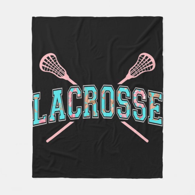 Manta Polar Lacrosse floral pegadas cruzadas LAX Verde azulado (Anverso)