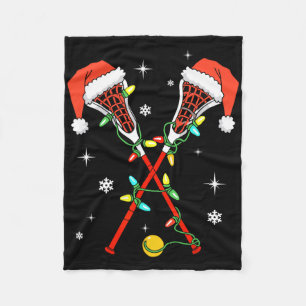 Manta Polar Lacrosse Player Xmas Luces Santa Hat Lacrosse Chr