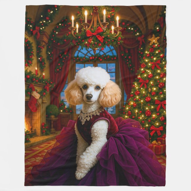 Manta Polar Lady Violet White Poodle Holiday  (Anverso)