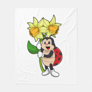 Manta Polar Ladybug con Flower Daffodil