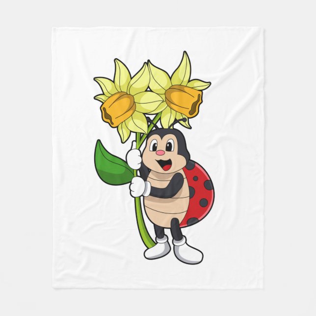 Manta Polar Ladybug con Flower Daffodil (Anverso)