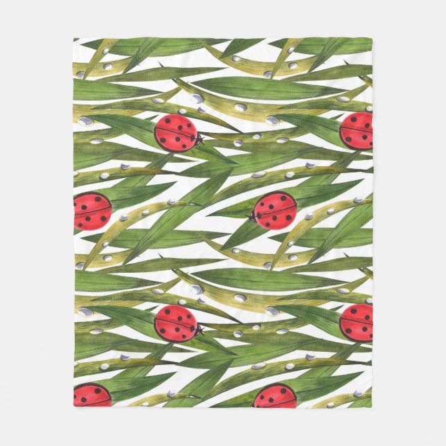 Manta Polar Ladybugs: acuarela de fondo margarita. (Anverso)