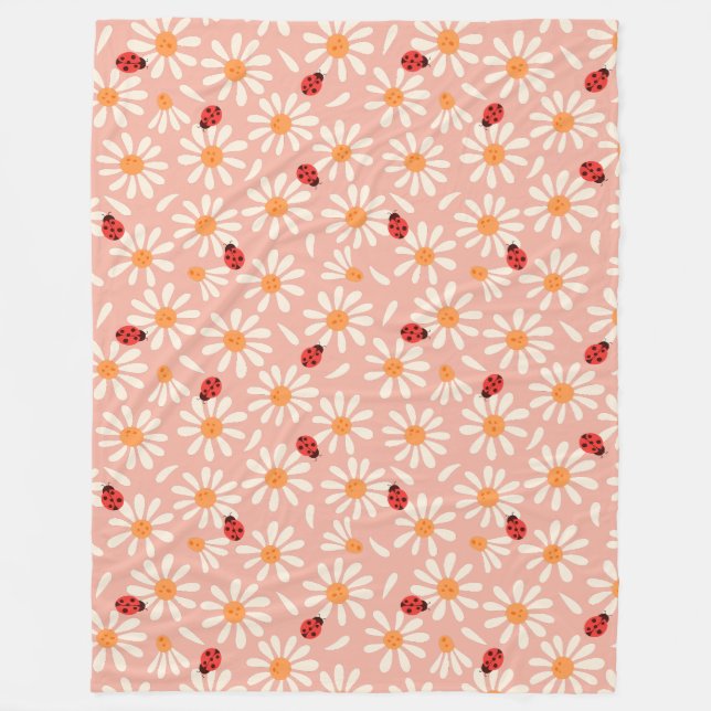 Manta Polar Ladybugs and Daisies Fleece Blanket (Anverso)