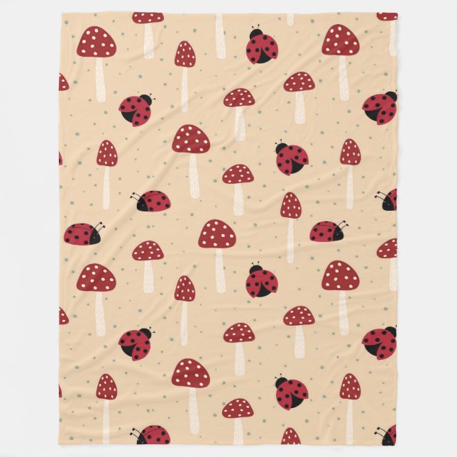 Manta Polar Ladybugs y hongos rojos (Anverso)
